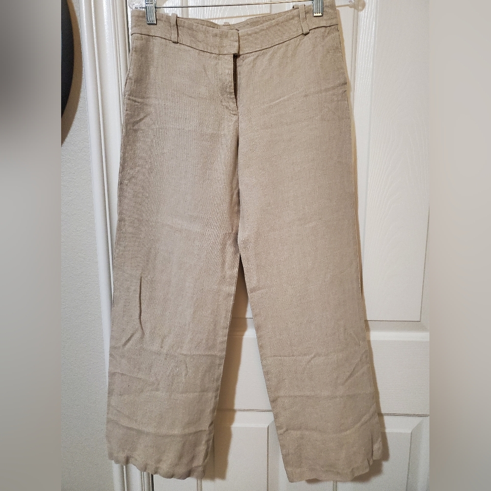 THEORY WIDE LEG/PIAZZA LINEN COTTON PANTS SIZE 4